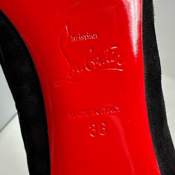Christian Louboutin Fifa Botta Black Suede Knee High Boots EU 36 - Picture 10 of 10